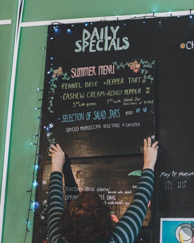 Summer specials menu